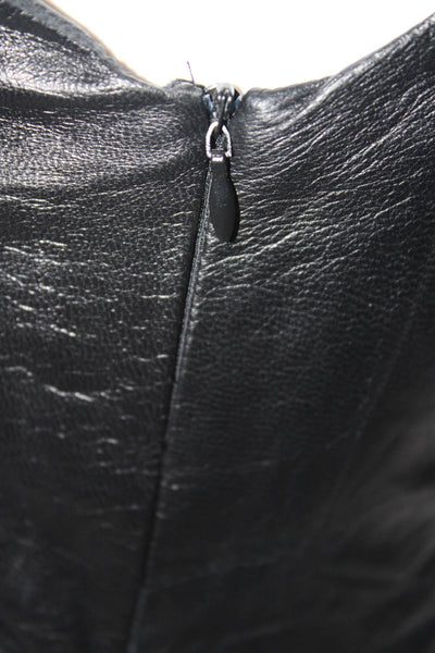 AIKO Womens Silk Jersey Leather V-Neck Sleeveless A-Line Dress Black Size XS