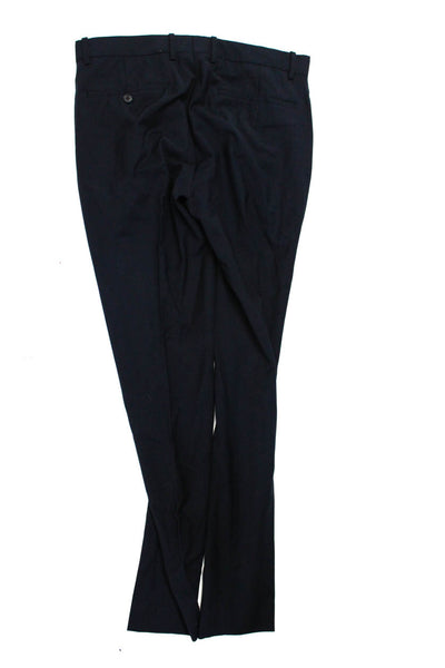 Theory Mens Wool Mid Rise Zip Up Straight Leg Dress Pants Trousers Navy Size 29