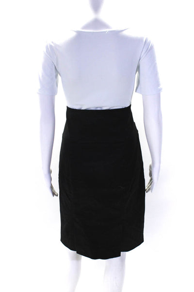 Club Monaco Womens Black Cotton Button Detail Knee Length Pencil Skirt Size 8