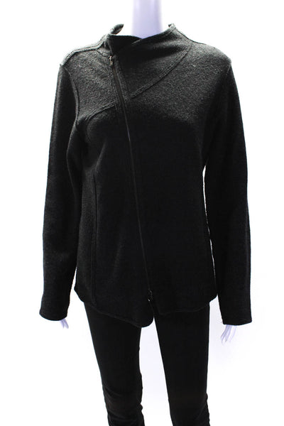 Eileen Fisher Womens Full Zipper High Neck Jacket Charcoal Gray Size Medium