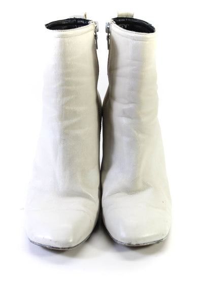 Rag & Bone Womens Leather Zip Up Round Toe Ankle Boots White Size 38 8