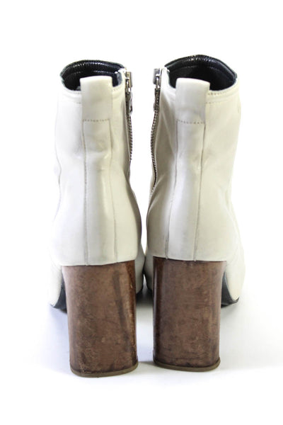 Rag & Bone Womens Leather Zip Up Round Toe Ankle Boots White Size 38 8