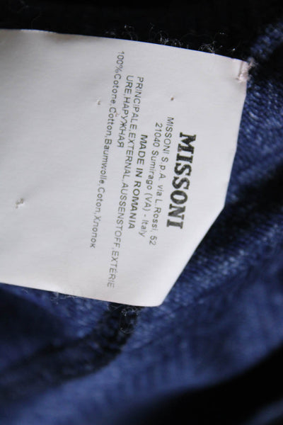 Missoni Orange Label Mens Cotton Chevron Collared Button Up Shirt Blue Size M