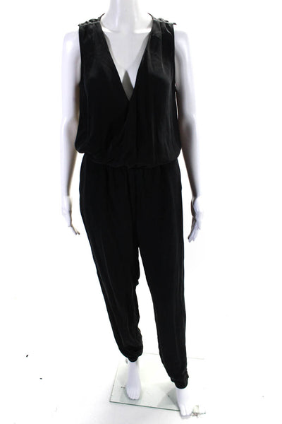 Rebecca Minkoff Womens Silk V-Neck Sleeveless Tapered Jumpsuit Black Size 8