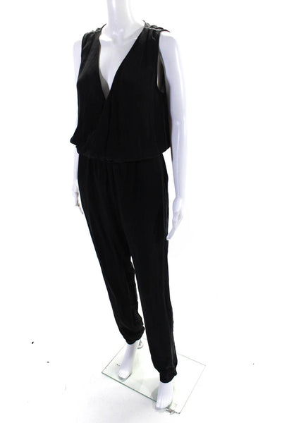 Rebecca Minkoff Womens Silk V-Neck Sleeveless Tapered Jumpsuit Black Size 8