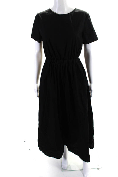 Marcella Women's Round Neck Short Sleeves Cutout Flare Midi Dress Black Size S
