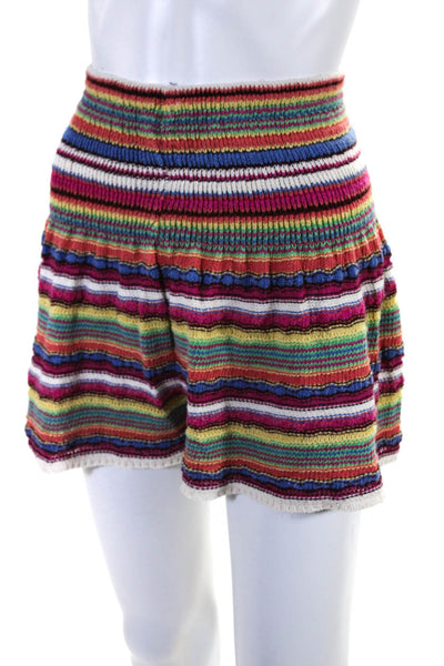 Zara Knit Womens Cotton Striped Woven Textured Tank Top Shorts Set Pink Size S M