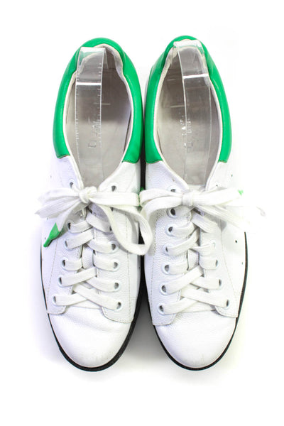 Silent D Women's Leather Round Toe Lace Up Platform Sneakers White Size 10