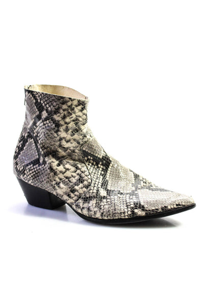 Steve Madden Women's Pointed Toe Block Heels Snake Print Ankle Boot Size 10