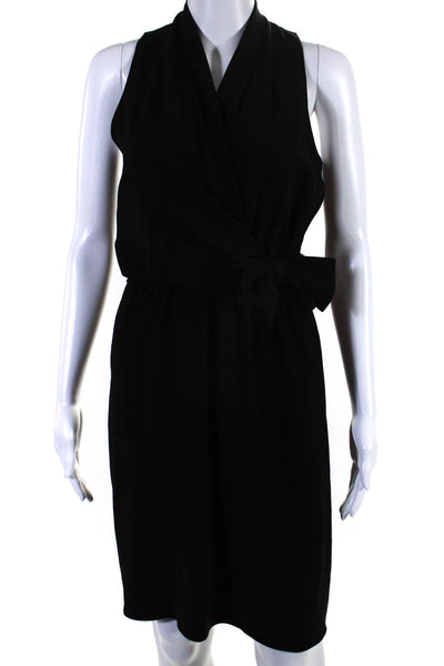 Tahari Womens Elastic Waist V-Neck Sleeveless Knee Length Dress Black Size 2
