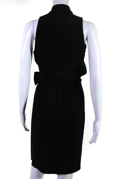 Tahari Womens Elastic Waist V-Neck Sleeveless Knee Length Dress Black Size 2