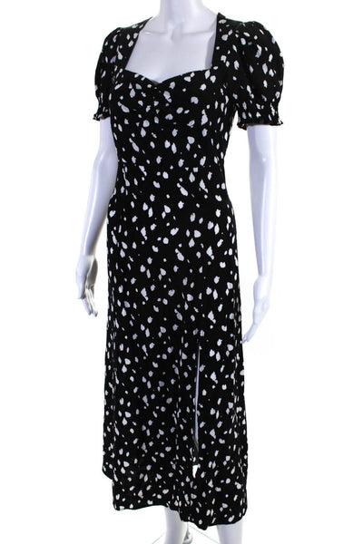 Bardot Womens Sweetheart Neck Short Sleeve Zip Up Maxi Dress Black Size XS