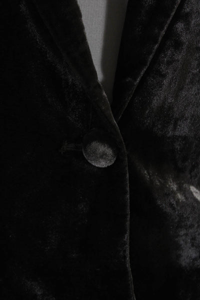 Ett: Twa By Anthropologie Womens Velvet Collared Button Up Blazer Gray Size 6