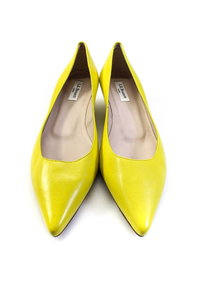 L.K. Bennett Womens Leather Pointed Toe Slip On Wedge Flats Yellow Size 42 12