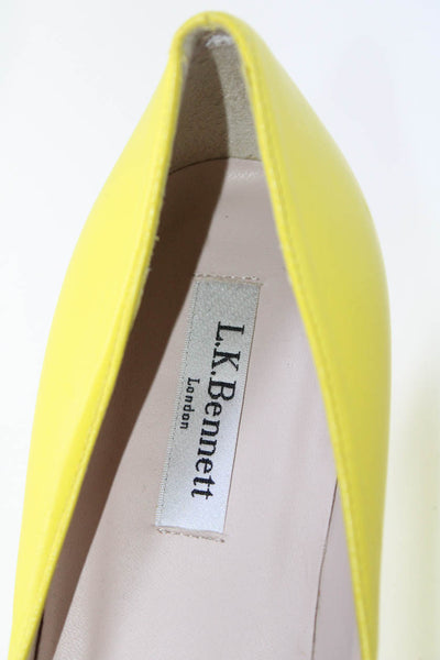 L.K. Bennett Womens Leather Pointed Toe Slip On Wedge Flats Yellow Size 42 12