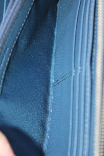 Coach Womens Leather Zip Up Multi-Compartment Wristlet Wallet Blue