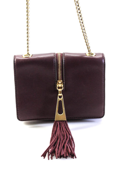 Brian Atwood Womens Leather Chain Strap Snap Closure Shoulder Bag Burgundy