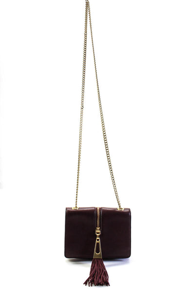 Brian Atwood Womens Leather Chain Strap Snap Closure Shoulder Bag Burgundy