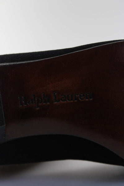 Polo Ralph Lauren Womens Slip On Kitten Heel Pumps Black Suede Size 6.5