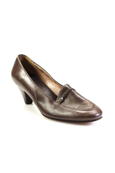 Gucci Womens Vintage Tapered Heel Slip On Pumps Brown Leather Size 37 7
