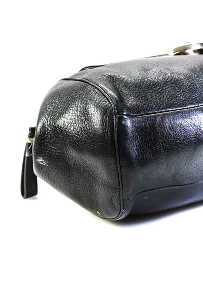 Coach Womens Small Pebbled Leather Top Handle Tote Shoulder Bag Handbag Black