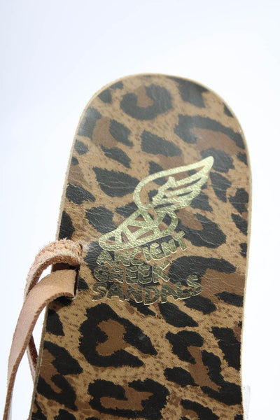 Ancient Greek Sandals Womens Animal Print Stra Slip-On Sandals Gold Size EUR37