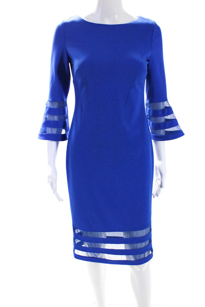 Calvin Klein Collection Womens Long Sleeve Back Zip Dress Blue Size 2