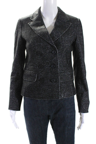 J Crew Womens Double Breasted Front Pocket Notched Lapel Blazer Wool Gray Small