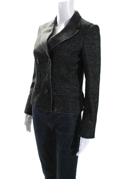 J Crew Womens Double Breasted Front Pocket Notched Lapel Blazer Wool Gray Small