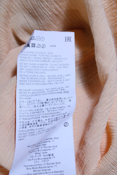 Jil Sander Womens Orange Cotton Blend Textured High Neck Blouse Top Size 32