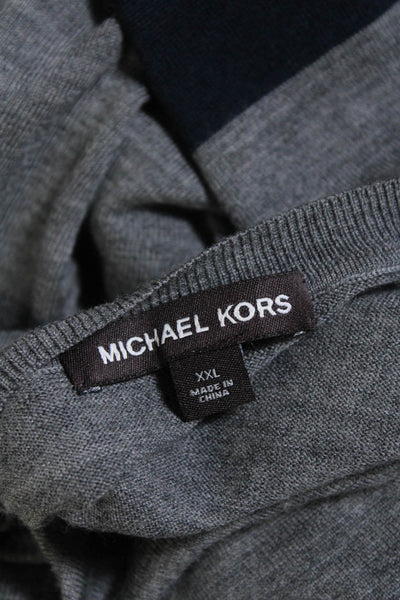 KORS Michael Kors Mens Long Sleeve Crew Neck Sweater Gray Blue Size XXL