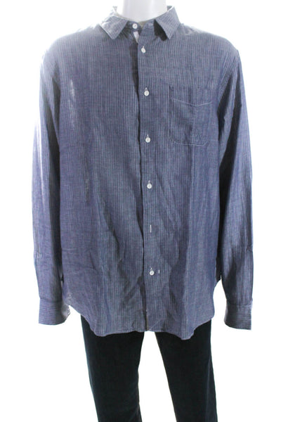 Rag & Bone Mens Collared Long Sleeve Button Down Shirt Blue Size XXL