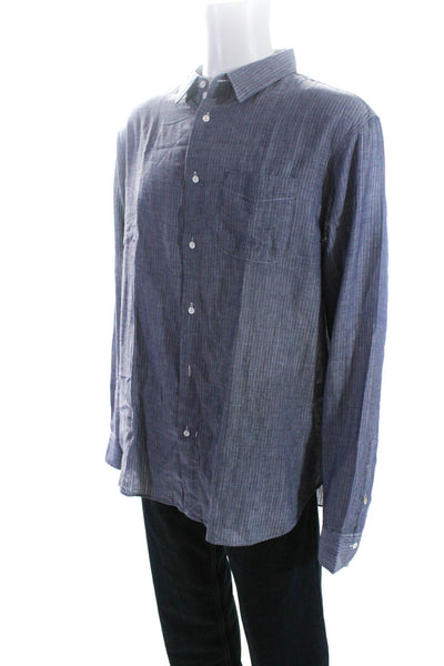 Rag & Bone Mens Collared Long Sleeve Button Down Shirt Blue Size XXL