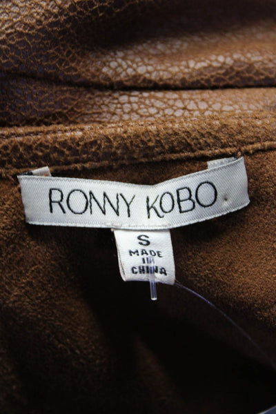 Ronny Kobo Womens Back Zip Faux Suede Twist Draped Dress Brown Size Small