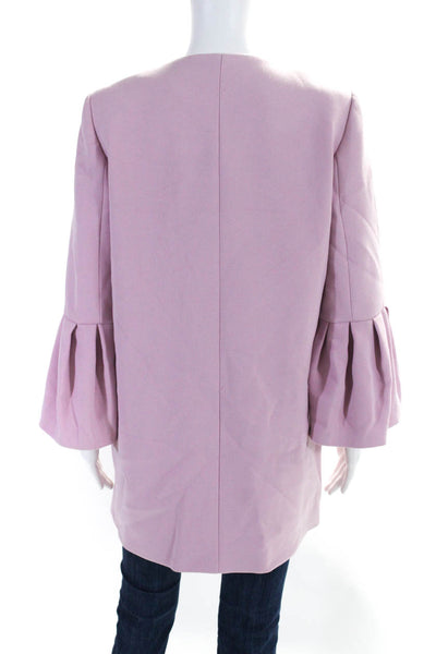 Zara Woman Womens Long Pleated Bell Sleeves Full Zipper Coat Pink Size Medium