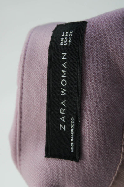 Zara Woman Womens Long Pleated Bell Sleeves Full Zipper Coat Pink Size Medium