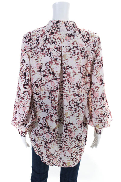 Equipment Femme Womens Floral Print Button Down Blouse Pink Size Medium