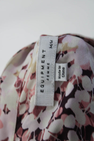 Equipment Femme Womens Floral Print Button Down Blouse Pink Size Medium