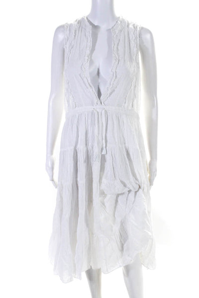 Love Binetti Womens Tweed Sleeveless A Line Sun Dress White Cotton Size Small