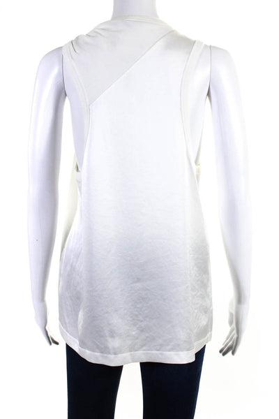 T Alexander Wang Womens Knotted Ribbed Jersey Satin Tank Top White Size Medium