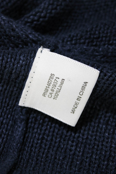 Brochu Walker Womens Dolman Sleeve Y Neck Sweater Navy Blue Linen Size Small