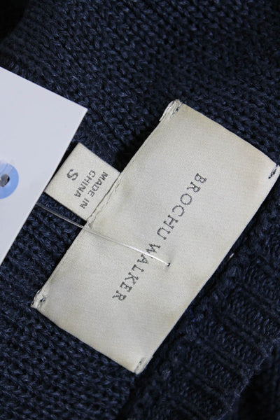 Brochu Walker Womens Dolman Sleeve Y Neck Sweater Navy Blue Linen Size Small