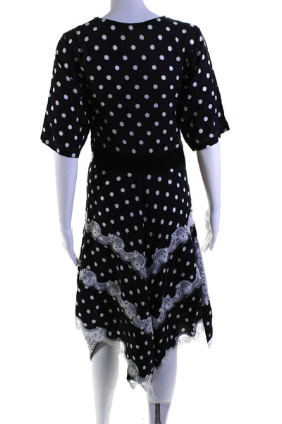 Koche Womens Lace Applique Polka Dot Satin Fit & Flare Dress Black White FR 36