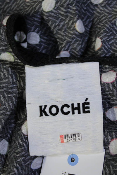 Koche Womens Lace Applique Polka Dot Satin Fit & Flare Dress Black White FR 36