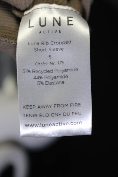 Lune Womens Luna Sculpt Rib Short Sleeve Crop Tee Shirt Fossil Brown Size Small