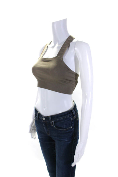 Lune Womens Luna Sculpt Support Bandeau Rib Sports Bra Fossil Brown Size Small
