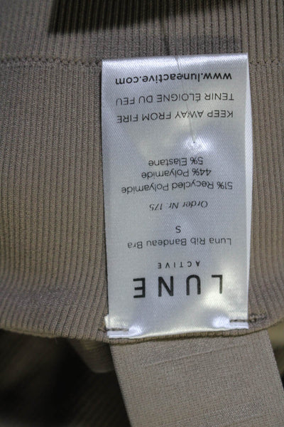 Lune Womens Luna Sculpt Support Bandeau Rib Sports Bra Fossil Brown Size Small