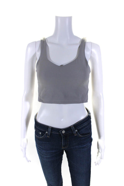 Lune Womens River Lift Perfect V Neck Sports Bra Cloudburst Gray Size Small