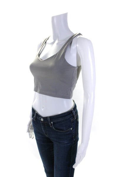 Lune Womens River Lift Perfect V Neck Sports Bra Cloudburst Gray Size Small