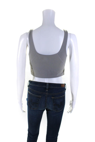 Lune Womens River Lift Perfect V Neck Sports Bra Cloudburst Gray Size Small